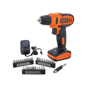 Black Decker Furadeira e Parafusadeira 3/8 Pol Bateria 12v, com 31 Acessórios e Maleta, Modelo ld12sc, Bivolt